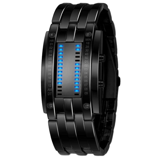 Reloj Binario LED — Malla de Acero, Negro o Plata ⌚ — 1